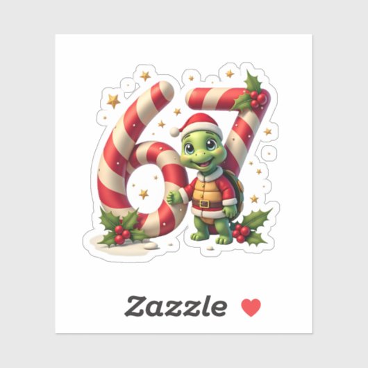 Funny 67 Meme Turtle Christmas PJm Men Women Famil Aufkleber (Blatt)