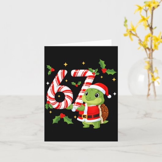 Funny 67 Meme Turtle Christmas Pjm Men Women Famil Karte (Gelbe Blume)