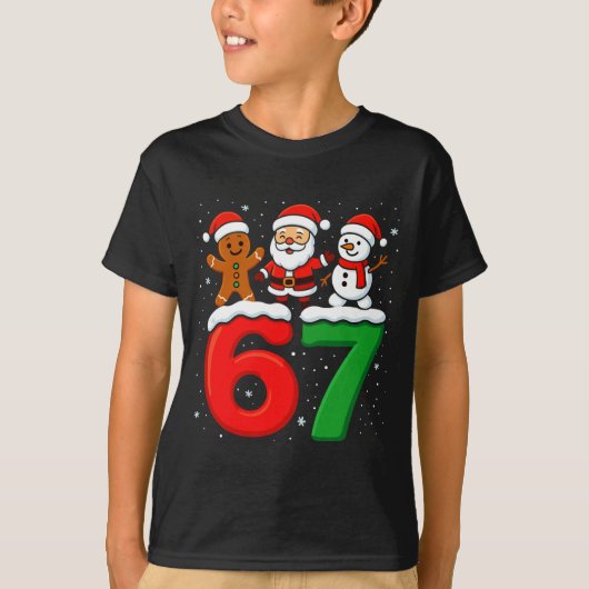 Funny 67 Meme Xmas Six Seven Santa Snowman Christm T-Shirt (Vorderseite)