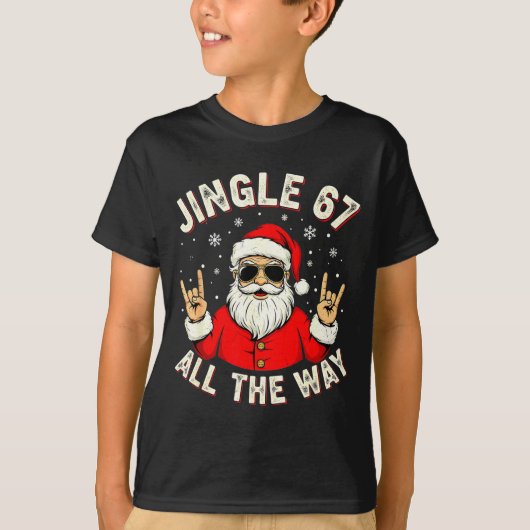 Funny 67 Rock On Santa Six Seven Trendy Meme Holid T-Shirt (Vorderseite)