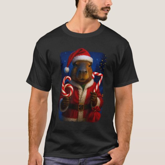 Funny 67 Santa Capyra Six Seven Ironic Christmas M T-Shirt (Vorderseite)