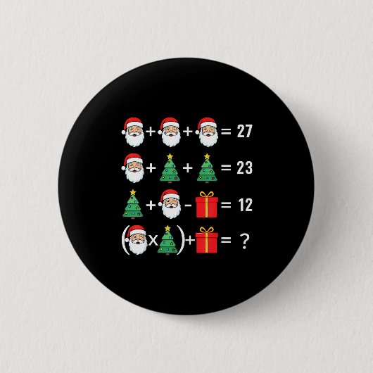 Funny 67 Santa Tree Math Teacher Christmas Xmas Hu Button (Vorderseite)