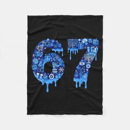 Funny 67 Six Seven 6 7 Happy Hanukkah Jewish Chanu Fleecedecke (Vorderseite)