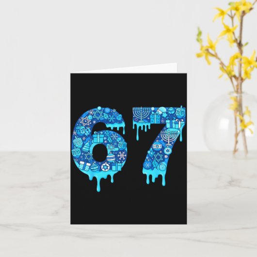 Funny 67 Six Seven 6 7 Happy Hanukkah Jewish Chanu Karte (Gelbe Blume)