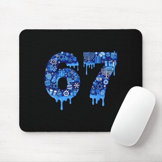 Funny 67 Six Seven 6 7 Happy Hanukkah Jewish Chanu Mousepad (Mit Mouse)