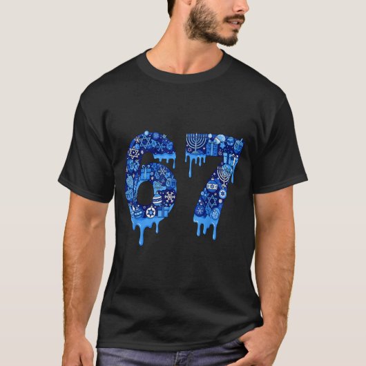Funny 67 Six Seven 6 7 Happy Hanukkah Jewish Chanu T-Shirt (Vorderseite)