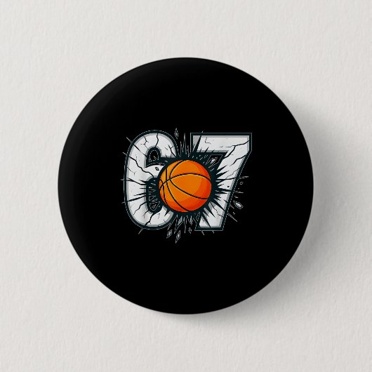 Funny 67 Six Seven Basketball 6 7 Meme Gen Alpha Button (Vorderseite)