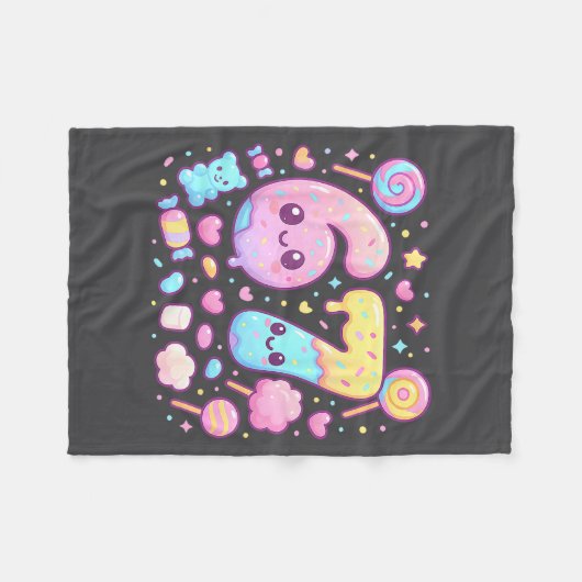 Funny 67 Six Seven Candy 6 7 Meme Gen Alpha Kawaii Fleecedecke (Vorderseite (Horizontal))