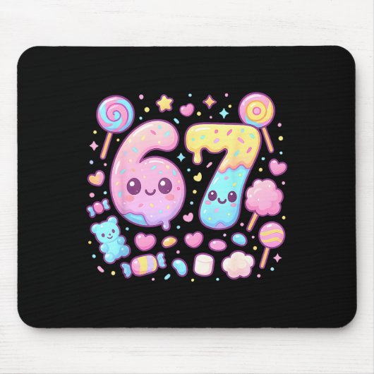 Funny 67 Six Seven Candy 6 7 Meme Gen Alpha Kawaii Mousepad (Vorne)
