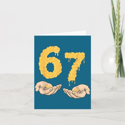 Funny 67 Six Seven Cheesy Mac &amp; Cheese 6 7 Kid Karte (Vorderseite)
