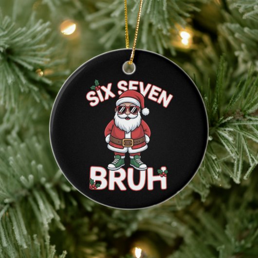 Funny 67 Six Seven Christmas Bruh Santa Keramik Ornament (Baum)