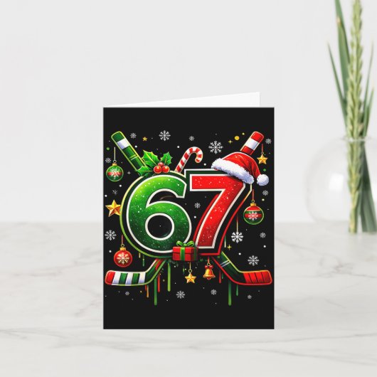 Funny 67 Six Seven Christmas Ice Hockey Karte (Vorderseite)