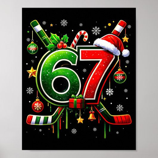 Funny 67 Six Seven Christmas Ice Hockey  Poster (Vorne)