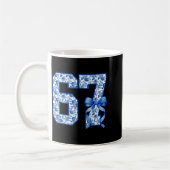 Funny 67 Six Seven Coquette Girly Blue Toile Women Kaffeetasse (Links)