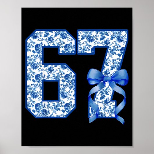 Funny 67 Six Seven Coquette Girly Blue Toile Women Poster (Vorne)