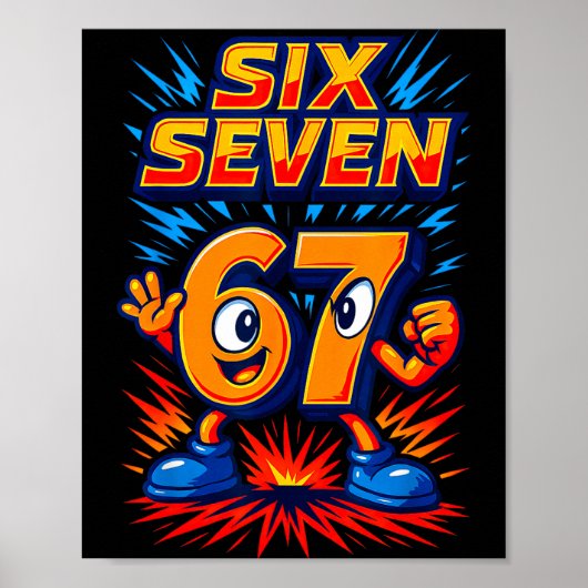 Funny 67 Six Seven Italian Brainrot Boys Girls 6 7 Poster (Vorne)