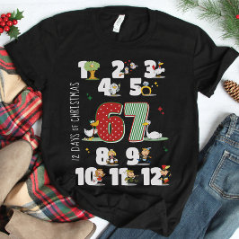 Funny 67 Six Seven Meme 12 Days of Christmas Black T-Shirt