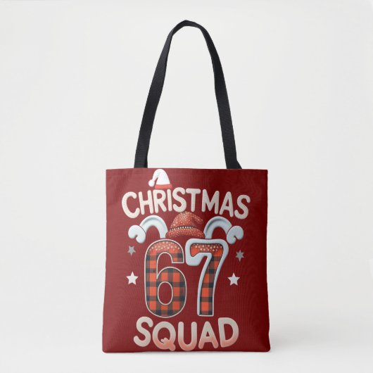 Funny 67 Six Seven Meme Brainrot Christmas Squad Tasche (Vorderseite)