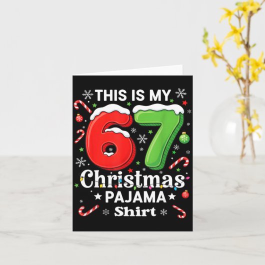 Funny 67 Six Seven Meme Christmas Pajama Shirt Kid Karte (Gelbe Blume)