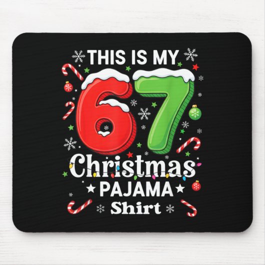 Funny 67 Six Seven Meme Christmas Pajama Shirt Kid Mousepad (Vorne)