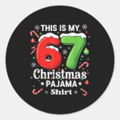 Funny 67 Six Seven Meme Christmas Pajama Shirt Kid Runder Aufkleber (Vorderseite)