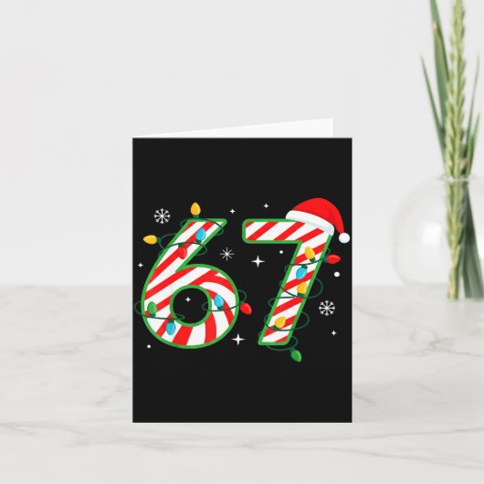 Funny 67 Six Seven Meme Christmas Santa Hat Family Karte (Vorderseite)