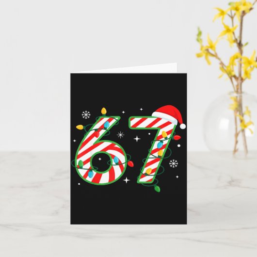 Funny 67 Six Seven Meme Christmas Santa Hat Family Karte (Gelbe Blume)