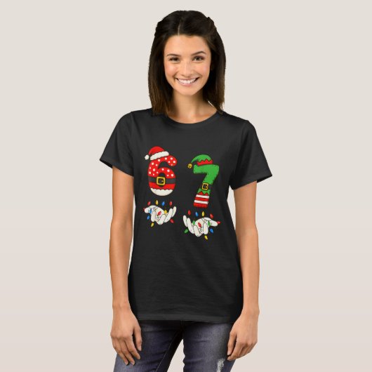 Funny 67 Six Seven Meme Couple Matching Christmas T-Shirt (Vorne ganz)