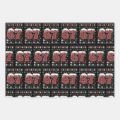 Funny 67 Six Seven Meme Cringe Christmas Red Plaid Geschenkpapier Set (Vorderseite)