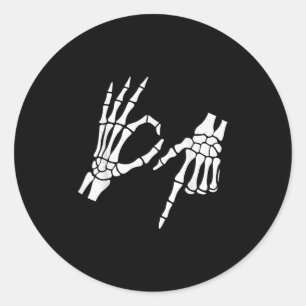 Funny 67 Six Seven Meme Halloween Skeleton Hands Runder Aufkleber