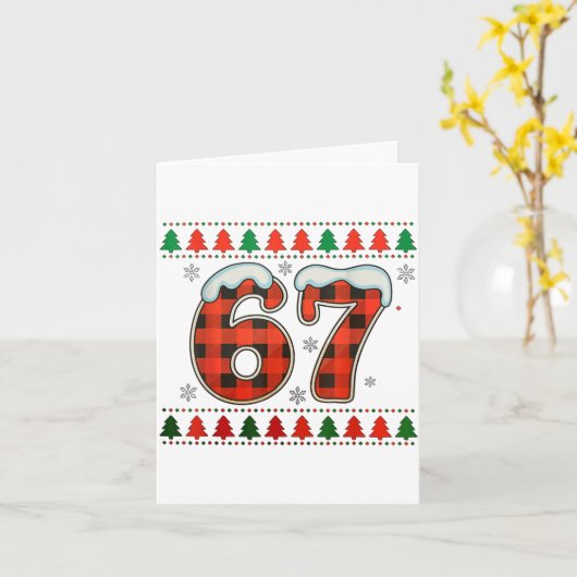 Funny 67 Six Seven Squad Meme Christmas Ugly Sweat Karte (Gelbe Blume)