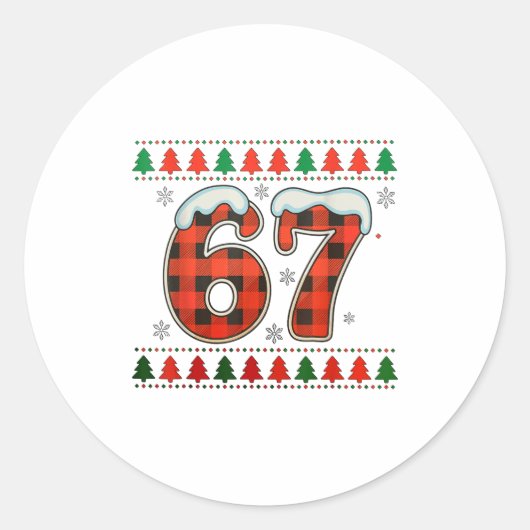 Funny 67 Six Seven Squad Meme Christmas Ugly Sweat Runder Aufkleber (Vorderseite)