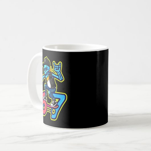 Funny 67 Skeleton Skater Meme Retro Skateboarding  Kaffeetasse (Vorderseite Links)