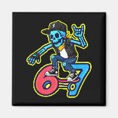 Funny 67 Skeleton Skater Meme Retro Skateboarding  Magnet (Vorne)