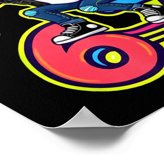 Funny 67 Skeleton Skater Meme Retro Skateboarding Poster (Ecke)