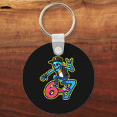 Funny 67 Skeleton Skater Meme Retro Skateboarding  Schlüsselanhänger (Vorderseite)