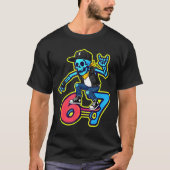 Funny 67 Skeleton Skater Meme Retro Skateboarding  T-Shirt (Vorderseite)
