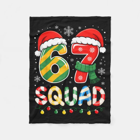Funny 67 Squad Candy Cane Santa Hat Christmas Men Fleecedecke (Vorderseite)