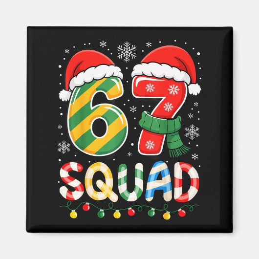 Funny 67 Squad Candy Cane Santa Hat Christmas Men  Magnet (Vorne)