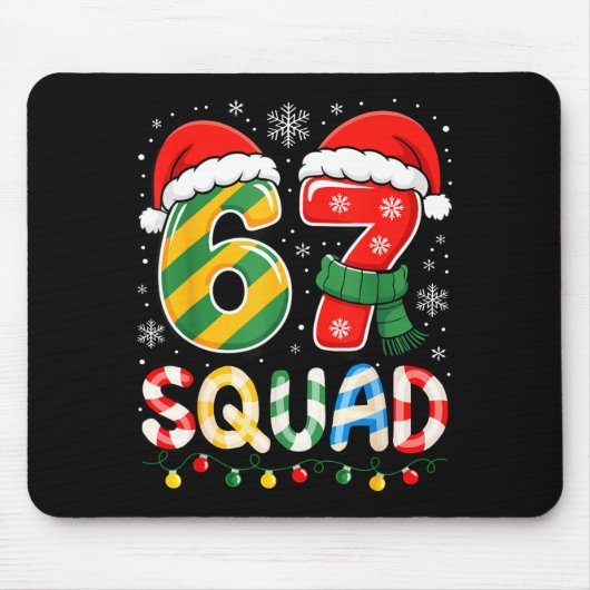 Funny 67 Squad Candy Cane Santa Hat Christmas Men Mousepad (Vorne)