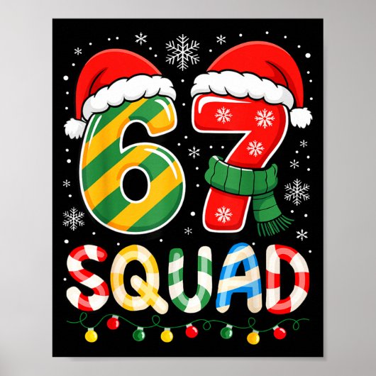 Funny 67 Squad Candy Cane Santa Hat Christmas Men Poster (Vorne)