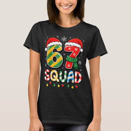 Funny 67 Squad Candy Cane Santa Hat Christmas Men T-Shirt (Vorderseite)