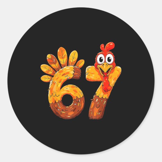 Funny 67 Thanksgiving 6 7 Meme Humor Turkey Kids M Runder Aufkleber (Vorderseite)