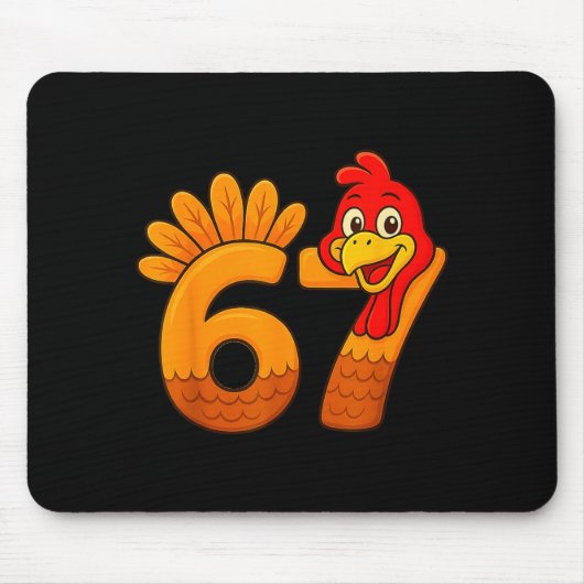 Funny 67 Thanksgiving Turkey Face 67 Number Mousepad (Vorne)
