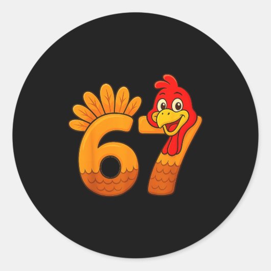 Funny 67 Thanksgiving Turkey Face 67 Number Runder Aufkleber (Vorderseite)