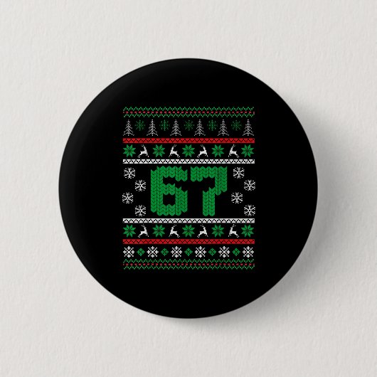 Funny 67 Ugly Christmas Sweater Six Seven Meme Mat Button (Vorderseite)