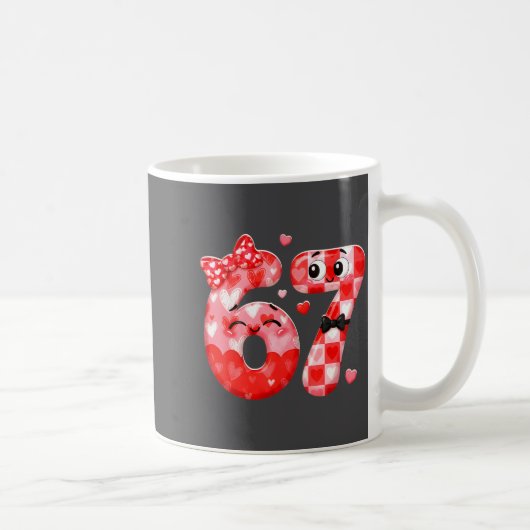 Funny 67 Valentines Meme Six Seven Heart 6 7 Women Kaffeetasse (Rechts)