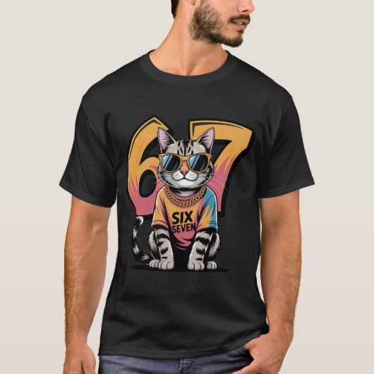 Funny 67th Birthday Cool Cat T-Shirt | Retro Hip H (Vorderseite)