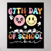 Funny 67th Day Of School Vibes Smile Face Boy Girl Poster (Vorne)