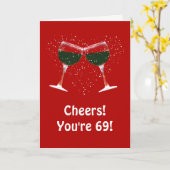 Funny 69. Wein Thema Geburtstag Karte (Gelbe Blume)